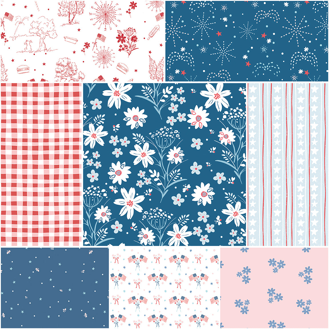 Firework Fields Bundle - 1/2 or 1 yard
