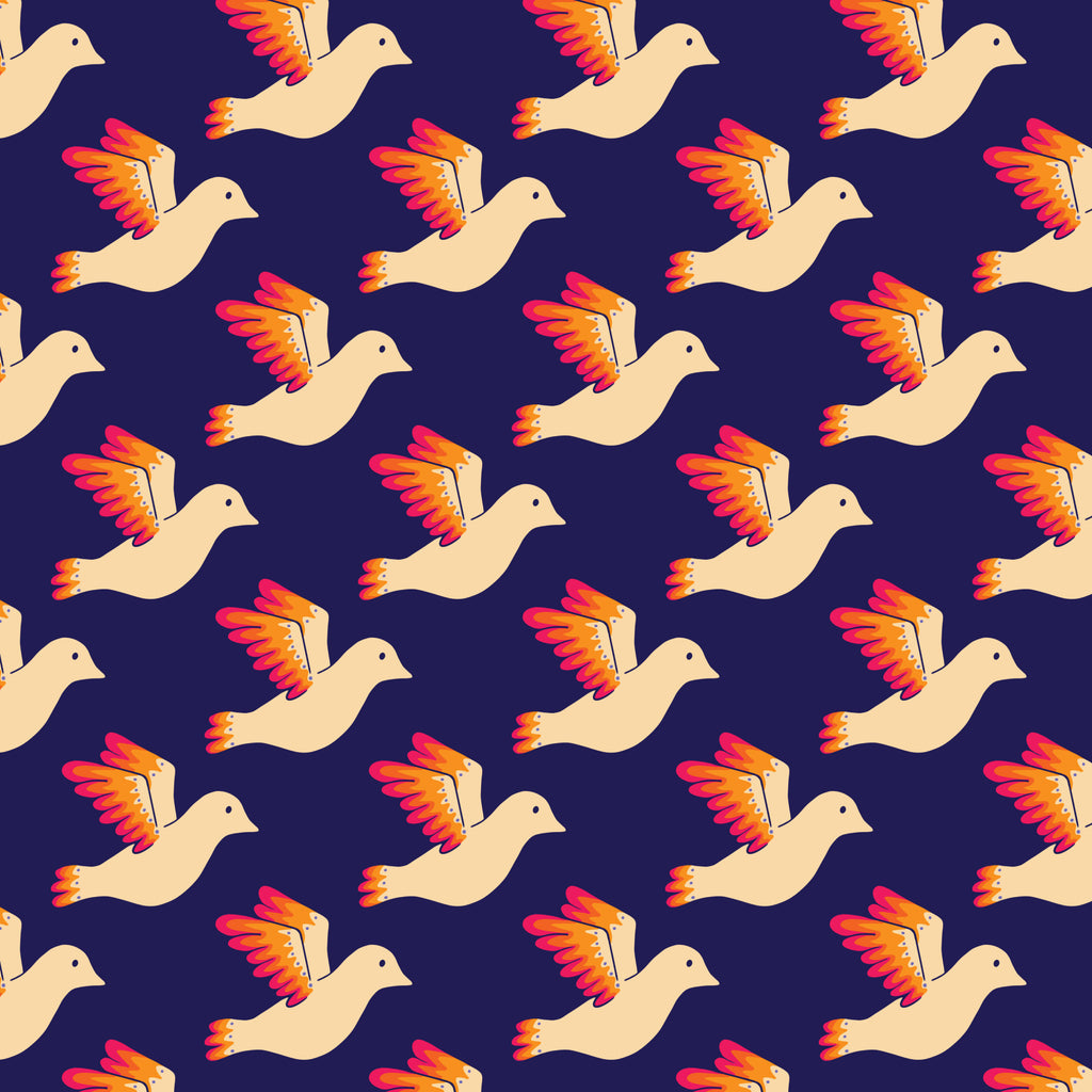 Blooming Garden - Birdies - Navy