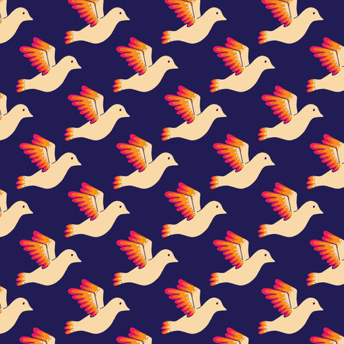 Blooming Garden - Birdies - Navy