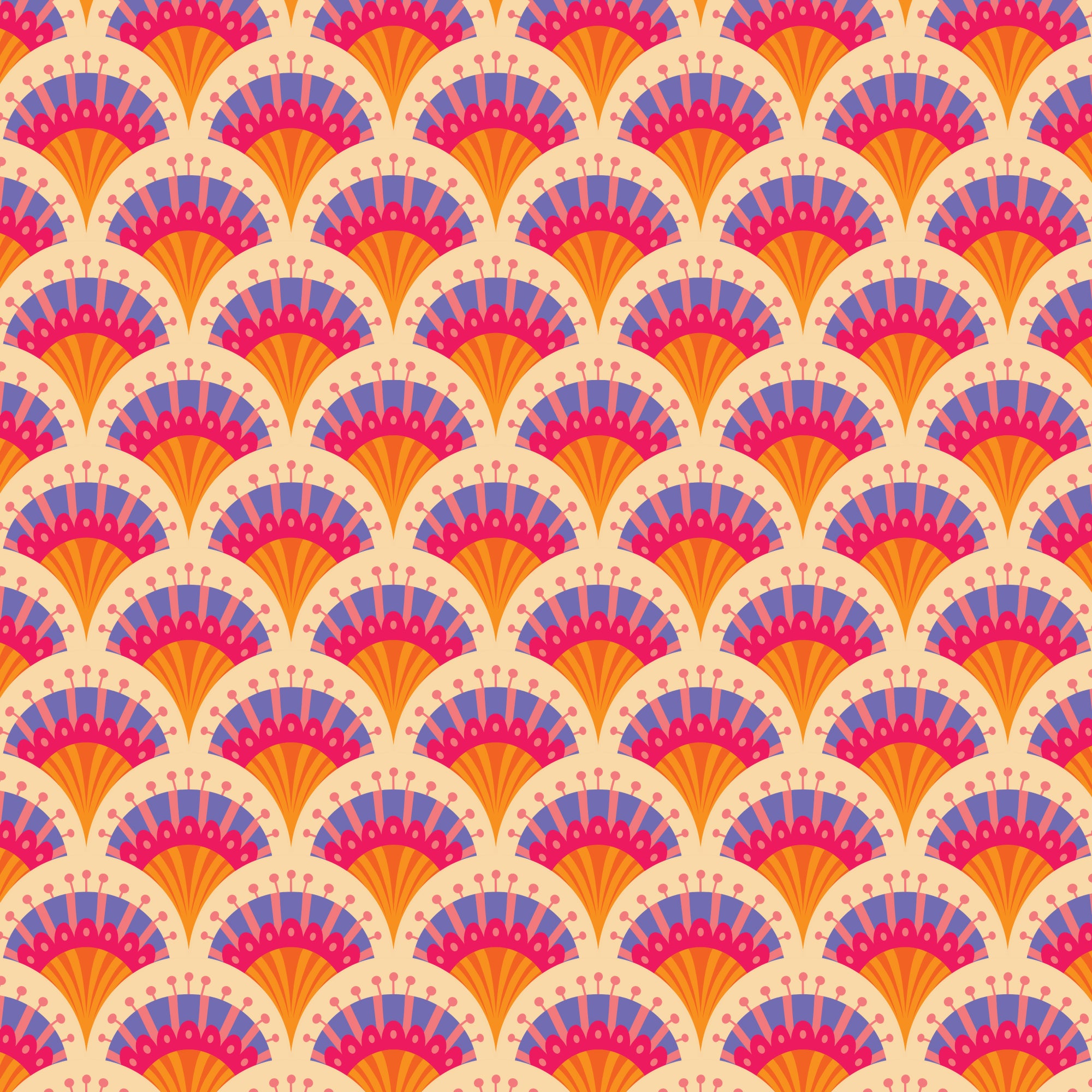Blooming Garden - Fan Flowers - Pale Orange
