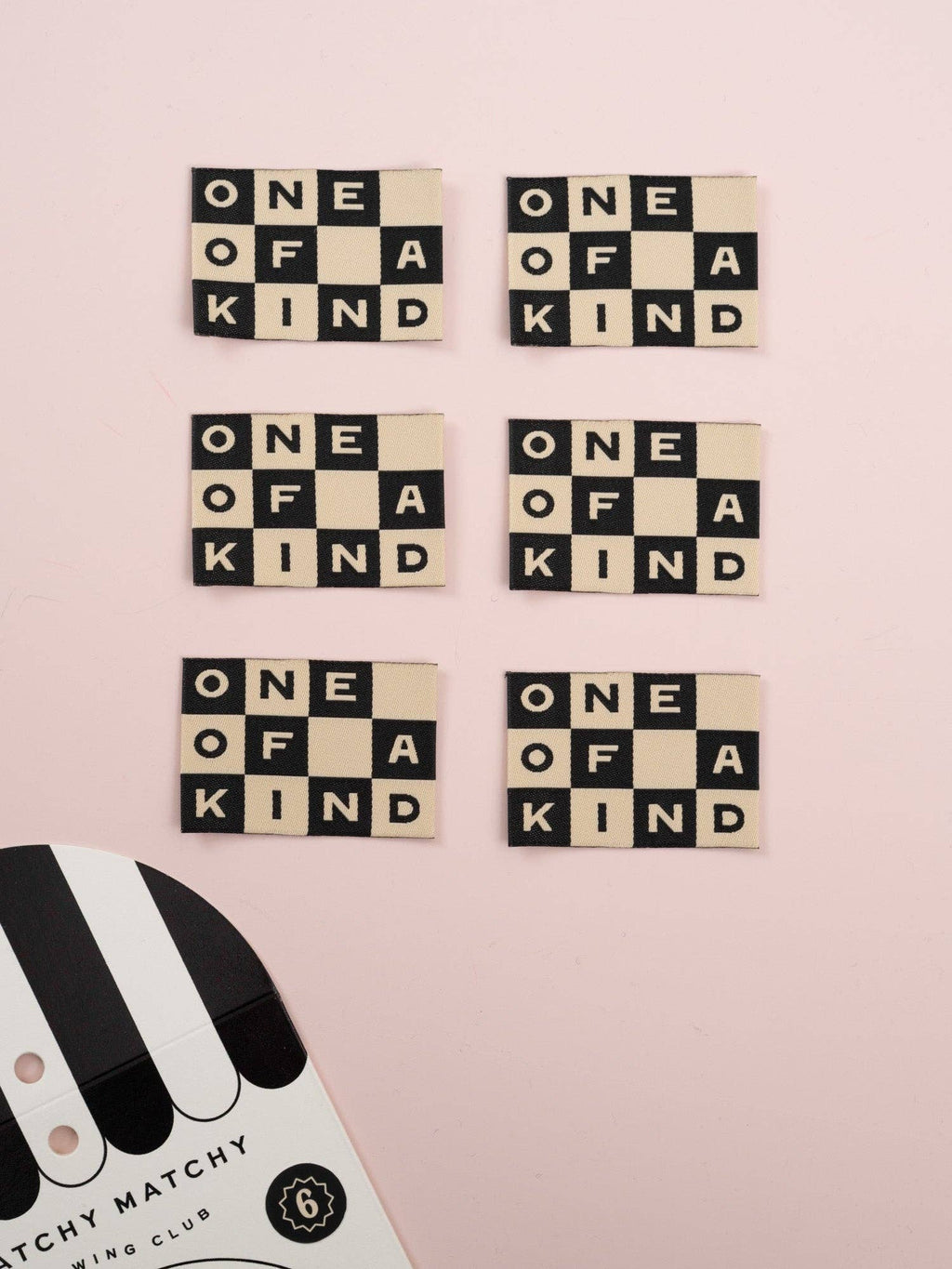 One of a Kind Checkerboard Large Garment Labels: Set of 6