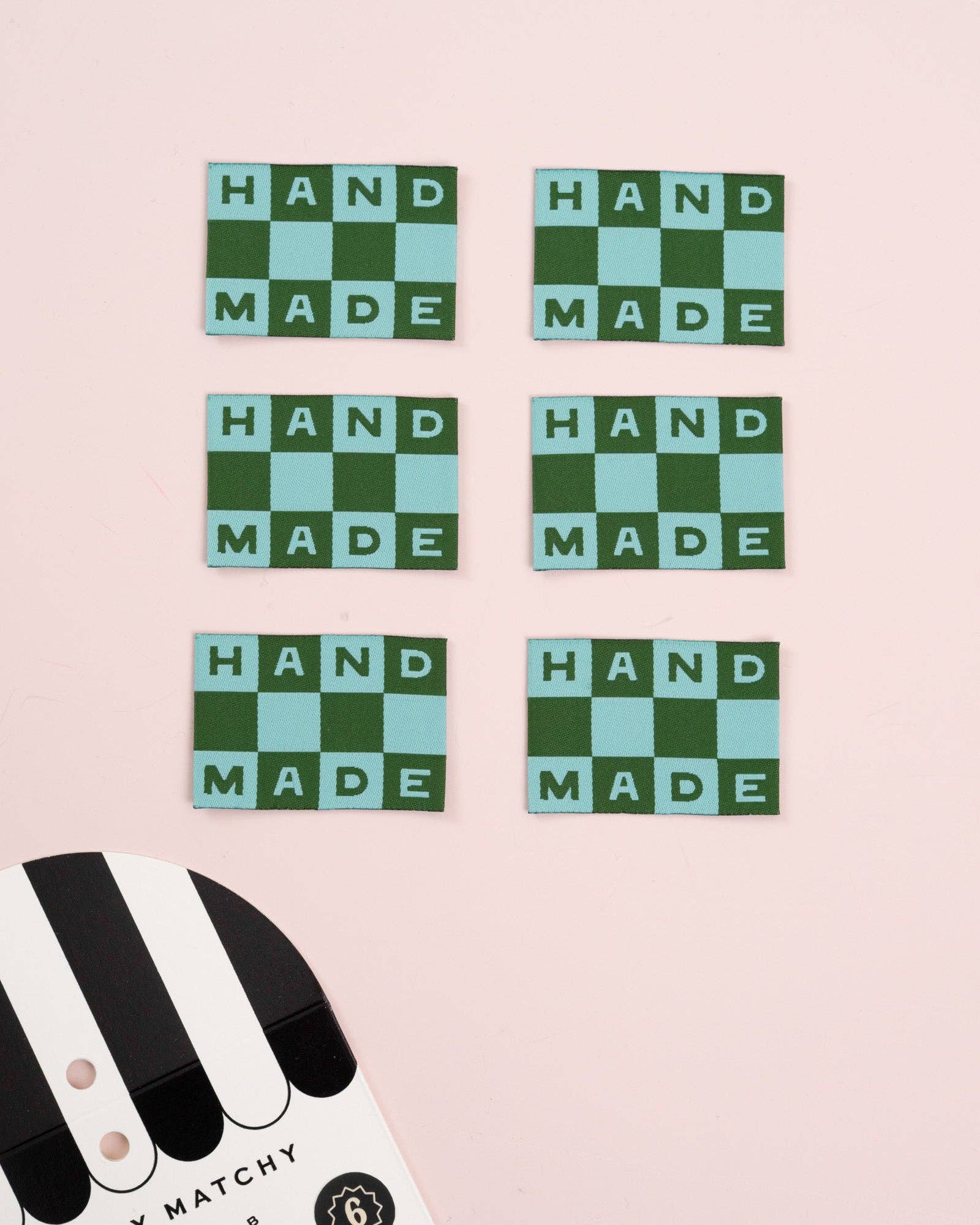 Handmade Checkerboard Large Garment Labels: Set of 6