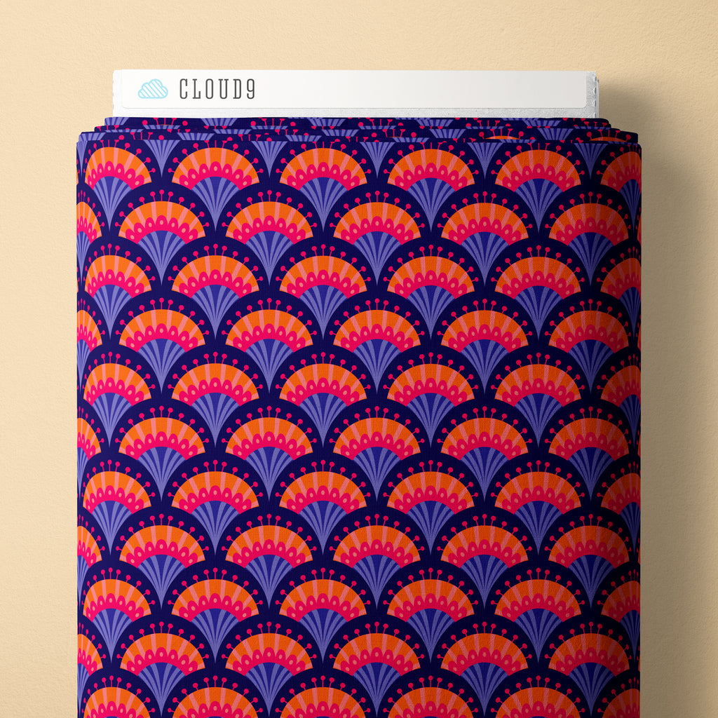 Blooming Garden - Fan Flowers - Navy