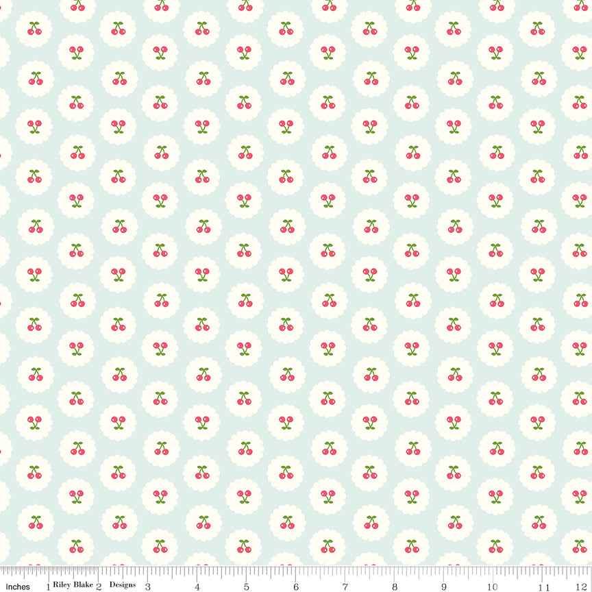Cotton Nook - Cherries Bleached Denim