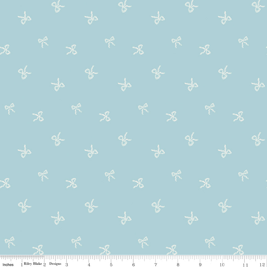 Flannel Sweet Cotton Tales Bows Blue
