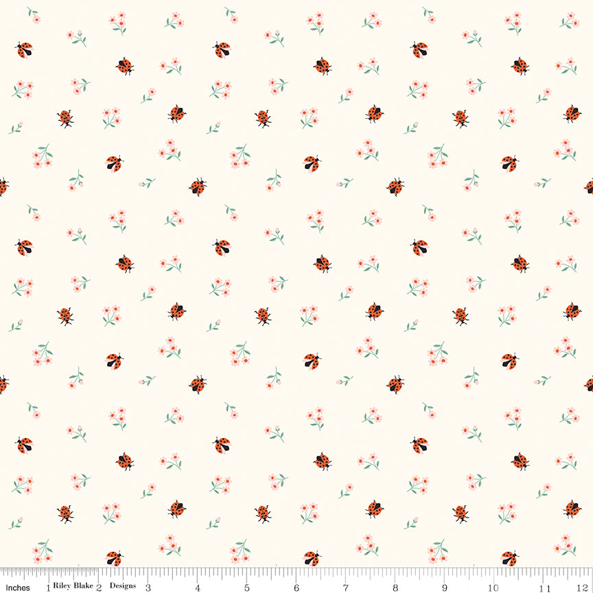Flannel Meadow Moments Ladybugs Cream