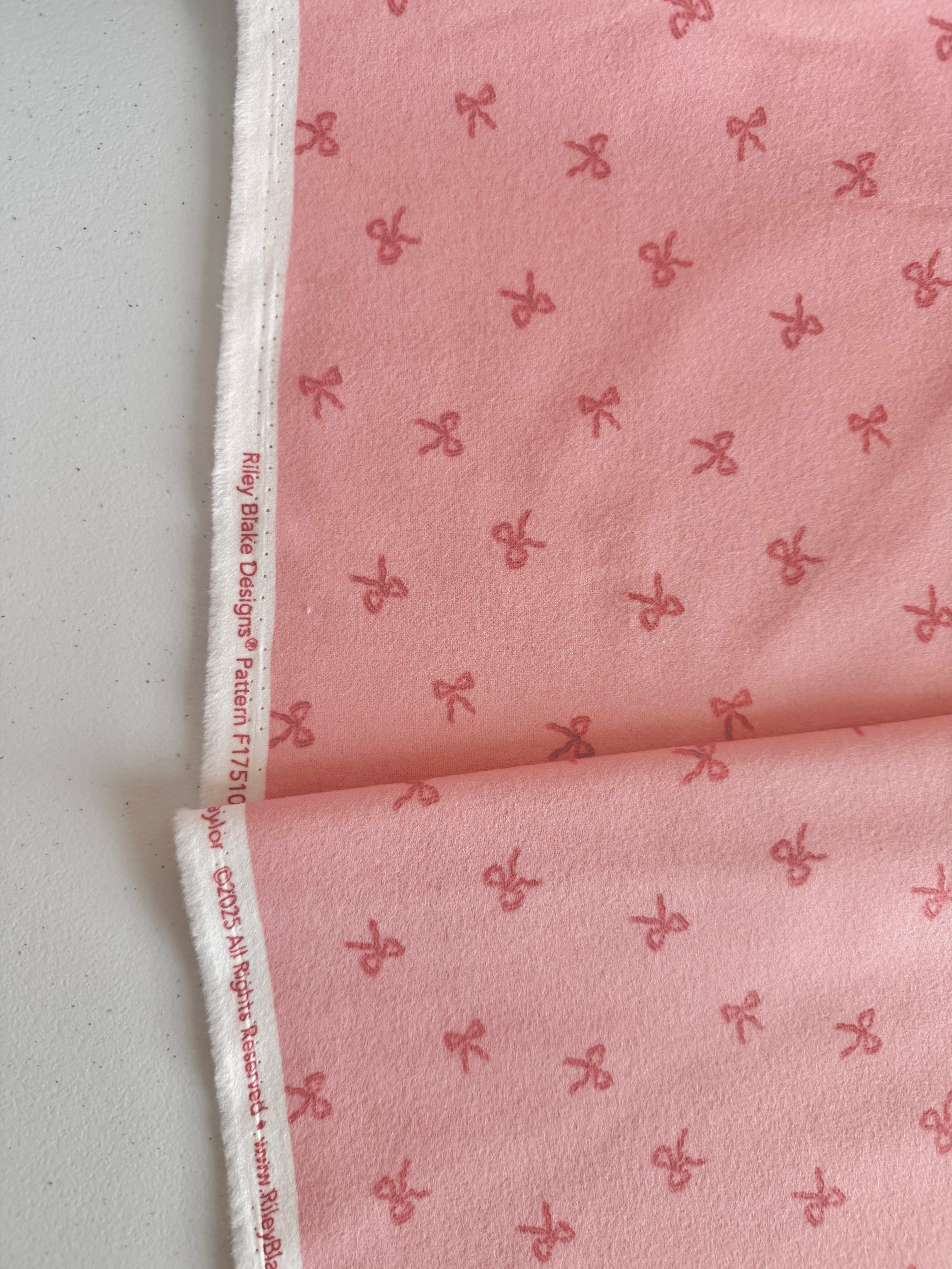 Flannel Sweet Cotton Tales Bows Pink